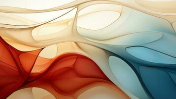 AI generated Curved, rounded smooth lines made of plaster. With provests. Interior or wall design. Abstract background photo