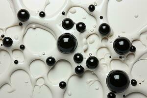 AI generated Smooth black and white background with large bubbles and drops photo