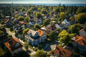 AI generated High-altitude observation unveiling the city's outline. Illustration of the real estate photo