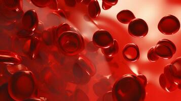 AI generated Ruby-hued cells circulating within the human system. An excess of blood cells. Drifting unbound. Inside the human structure. Life biology, microbial analysis, internal anatomy. photo