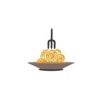 Pasta restaurant logo. Italian restaurant logo. Circle spoon and fork. Italian food. Spaghetti. vector