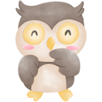 Illustration of a cute little brown owl. png