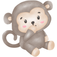 Illustration of a super cute little brown monkey png