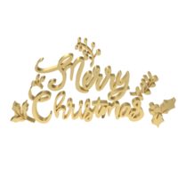 The Gold text  for Christmas or Holiday concept 3d rendering png