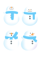 Set of Snowman Christmas Theme flat illustration png