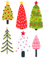 Christmas trees Colorful illustration in flat cartoon style png