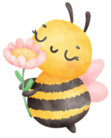 Cute Honey bee with flower png