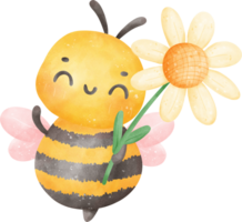 Cute Honey bee with flower png