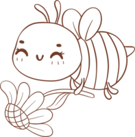 Bee with flower outline png