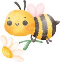 söt honung bi med blomma png
