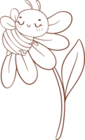 Bee with flower outline png