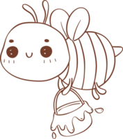 Bee with honey outline png