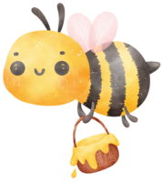 miel abeja dibujos animados acuarela png