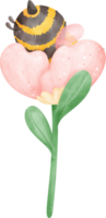 Cute Honey bee with flower png
