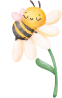 mignonne en train de dormir abeille dans fleur png