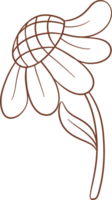 Cute flower with stem outline cartoon doodle png