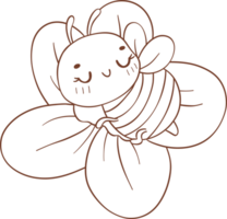 abeille avec fleur contour png