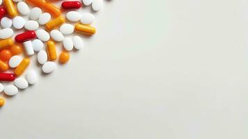 AI generated Medicine Tablets Antibiotic Pills Isolated on the Minimalist Background photo