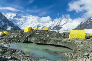 Khan Tengri Base Camp, Central Tian Shan Mountain range, Border of Kyrgyzstan and China, Kyrgyzstan photo