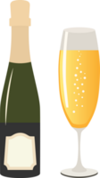 Golden champagne for holiday celebration. png