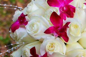 wedding bridal bouquet closeup of roses photo