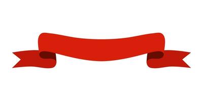 Red banner ribbon in flat style isolated on white background. Vector illustration