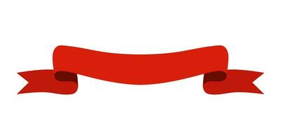 Red banner ribbon in flat style isolated on white background. Vector illustration