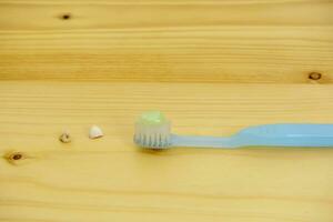 Toothbrushes and child's teeth photo