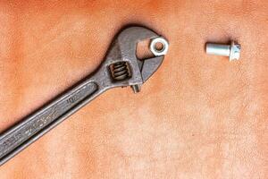 Wrench, hex bolt and hex nut photo