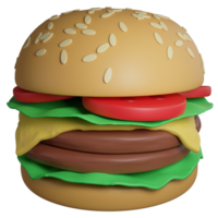 Hamburger clipart plano Projeto ícone isolado em transparente fundo, 3d render Comida e bebida conceito png
