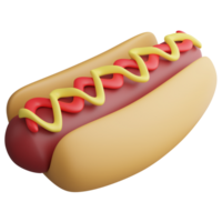 Hotdog clipart flat design icon isolated on transparent background, 3D render fast food concept png