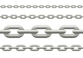 Metal silver chain set seamless pattern isolated on white background. Vector illustration