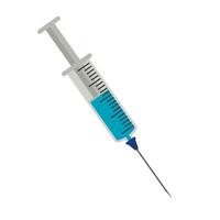 Plastic medical syringe icon with needle isolated on white background, Vector