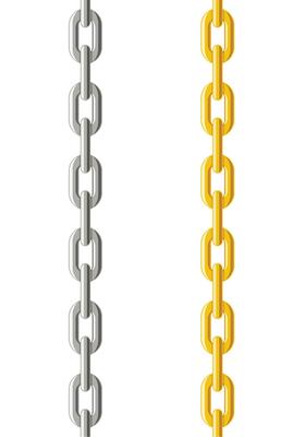 Metal golden and silver chain seamless pattern isolated on white background. Vector illustration
