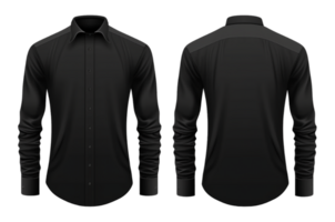 ai generato modello di un' pianura nero camicia con davanti e indietro visualizzazioni, ai generato png