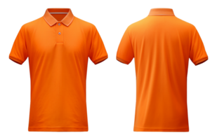 AI generated Orange polo shirt mockup, front and back view, AI generated png