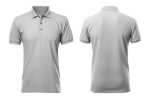 AI generated Gray polo shirt mockup, front and back view, AI generated png