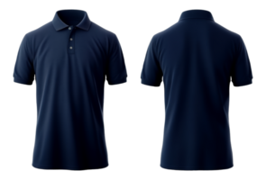 AI generated Navy polo shirt mockup, front and back view, AI generated png