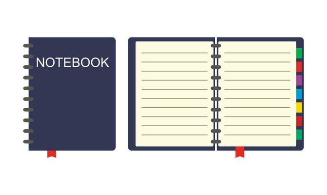 Closed and Open Notebook icon isolated on white background, Vector illustration