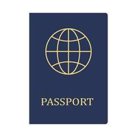 Biometric blue passport icon. Identity document with digital id for travel and immigration. Vector