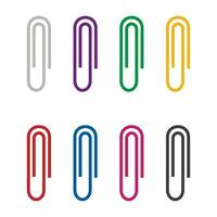 Set of colour paper clips isolated on white background, Vector illustration