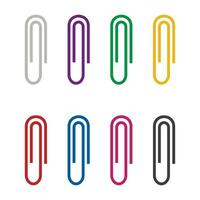 Set of colour paper clips isolated on white background, Vector illustration