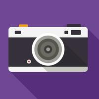 Retro camera icon isolated on background with long shadow, Vector illustration