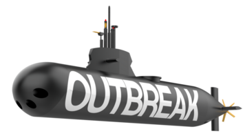 Submarine with label isolated on background. Ideal for large publications or printing. 3d rendering - illustration png