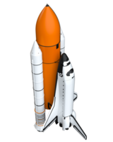 ruimte shuttle tafereel. perspectief visie geïsoleerd Aan achtergrond. 3d renderen - illustratie png