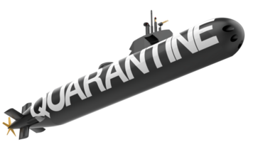 Submarine with label isolated on background. Ideal for large publications or printing. 3d rendering - illustration png