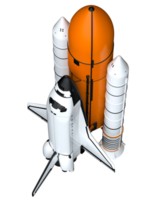 ruimte shuttle tafereel. perspectief visie geïsoleerd Aan achtergrond. 3d renderen - illustratie png