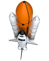 Space shuttle scene. Perspective view isolated on  background. 3d rendering - illustration png