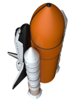 ruimte shuttle tafereel. perspectief visie geïsoleerd Aan achtergrond. 3d renderen - illustratie png