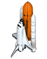 ruimte shuttle tafereel. perspectief visie geïsoleerd Aan achtergrond. 3d renderen - illustratie png